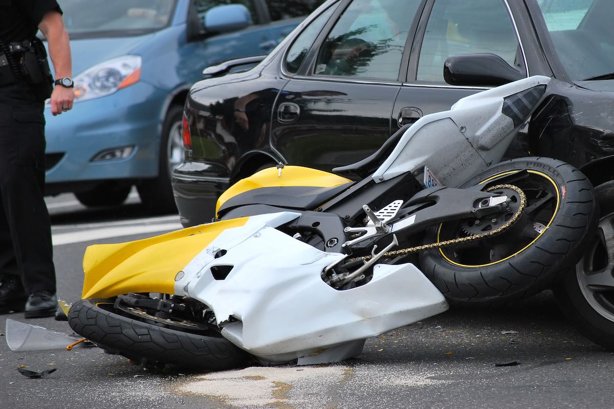 Motorcycle and car accident