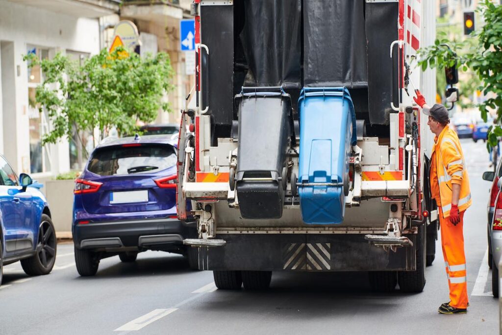 Garbage truck on a road