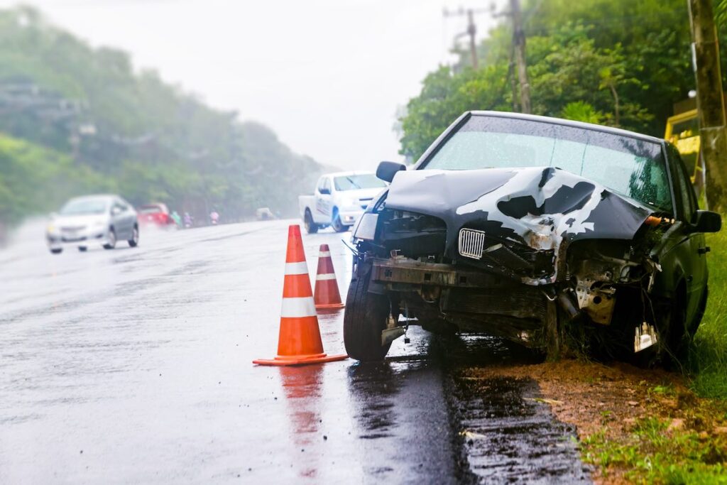 Car crash accident on street