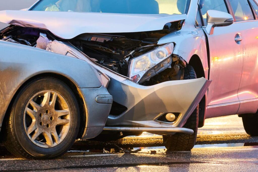 Car crash accident on city street