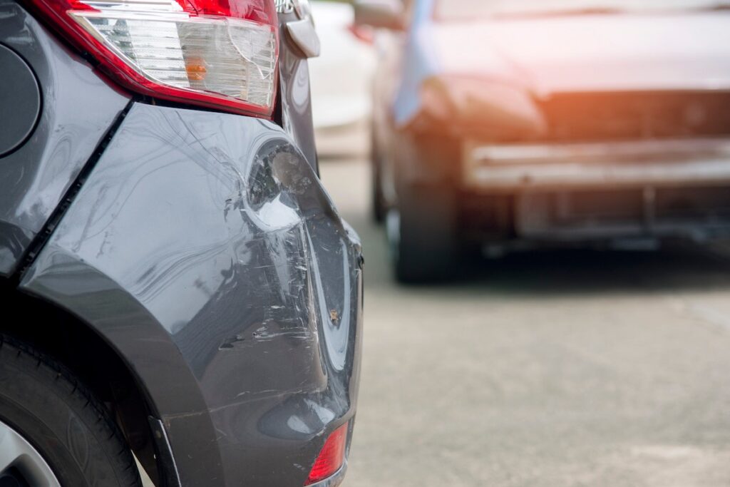 Close up image of car crash accident